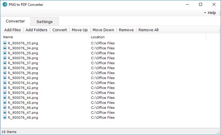 PNG to PDF Converter Files Selected